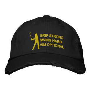 Casquette Brodée Grip Strong Swing Dur Aim Facultatif Humour de gol
