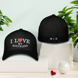 Casquette Brodée I Love My Boyfriend Red Heart Monogramme Personnal