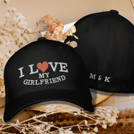 Casquette Brodée I Love My Girlfriend Red Heart Monogramme personna