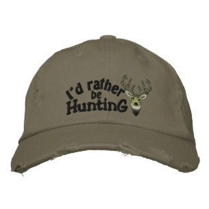 Casquette Brodée I'd rather be Hunting White Embroidery