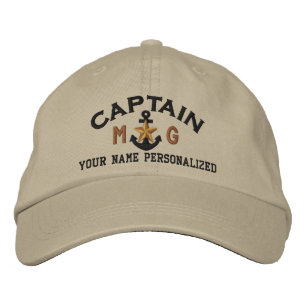 Casquette Brodée Initiales personnalisées Capitaine Ancre Nautique 