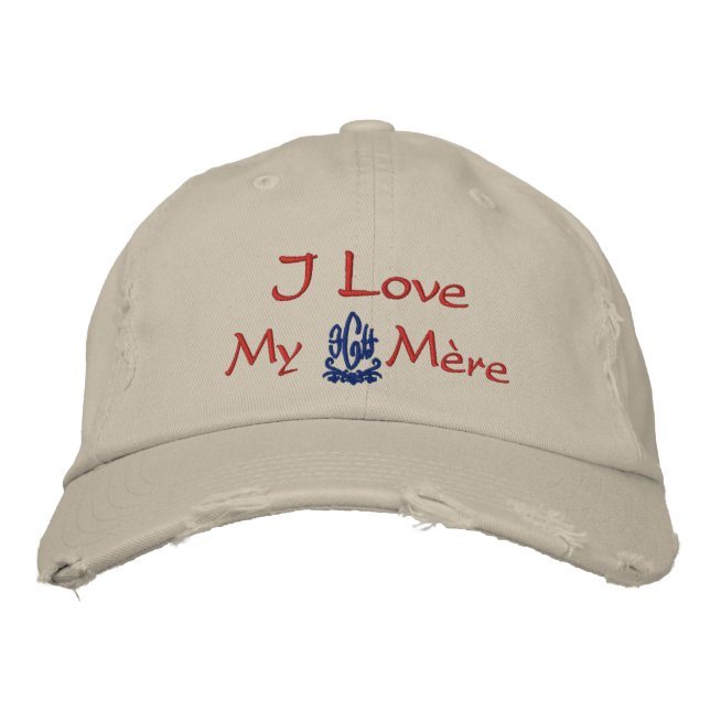 Casquette Brodée J'Aime Ma Mère En Pierre Française II (Devant)