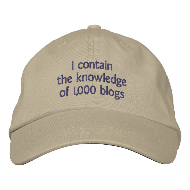 Casquette Brodée Je contiens la connaissance de 1000 blogs (Devant)