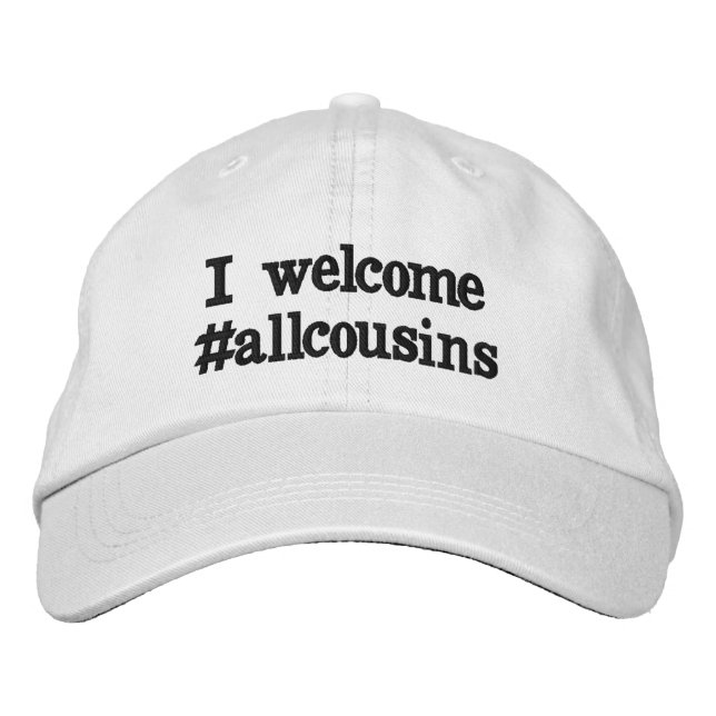Casquette Brodée Je fais bon accueil à des #allcousins (Devant)