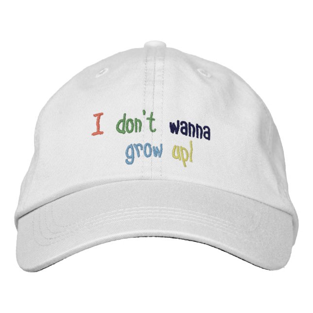 Casquette Brodée Je ne veux pas grandir ! (Devant)