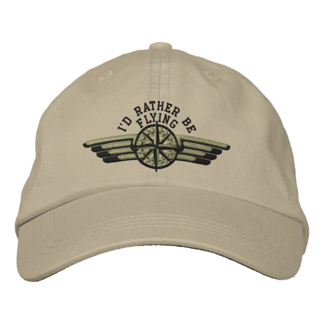 Casquette Brodée Je préférerais piloter Star Compass Pilot Wings (Devant)