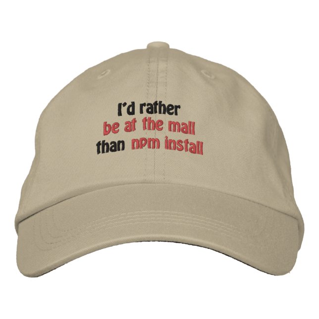 Casquette Brodée Je serais plutôt au mail que le npm installent (Devant)