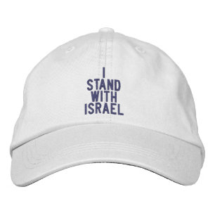 Casquette Brodée Je suis avec Israël bleu simple texte personnalisé