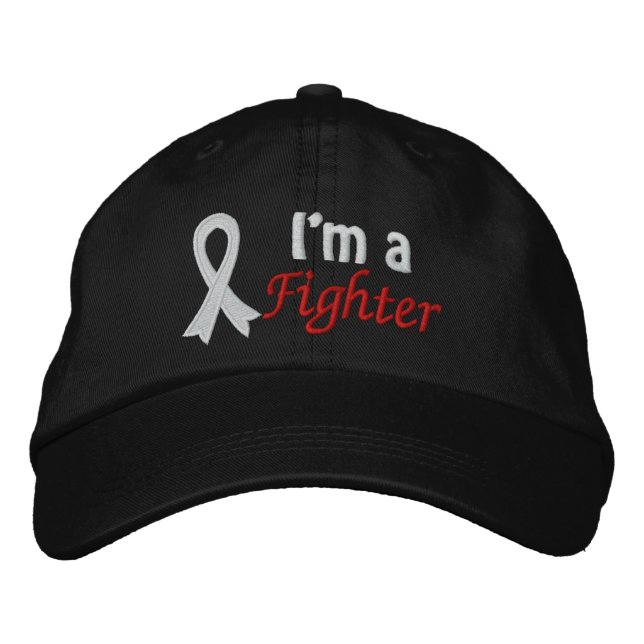 Casquette Brodée Je suis un combattant - Cancer du poumon (Devant)