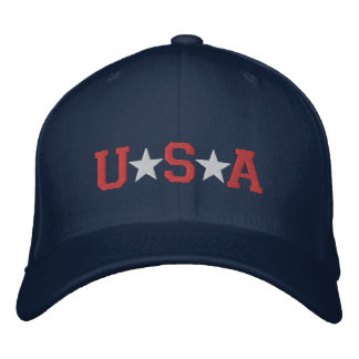 Casquette Brodée KRW Rouge Blanc et Bleu Étoiles USA brodées