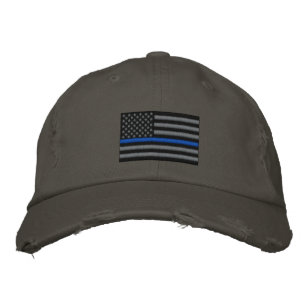 Casquette Brodée La Ligne Bleue Mince Symbolique sur le drapeau amé