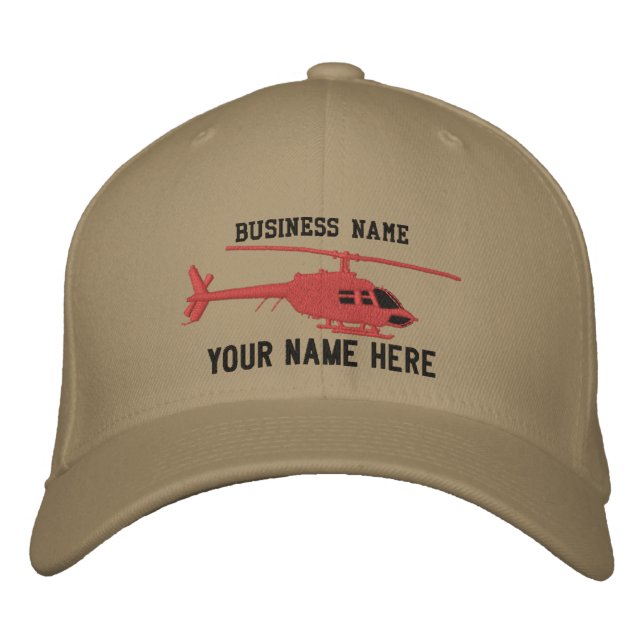 Casquette Brodée La Silhouette Hélicoptère Chopper Personnalise (Devant)