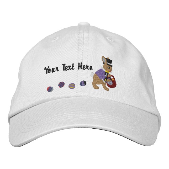 Casquette Brodée Lapin et oeufs de Pâques (Devant)