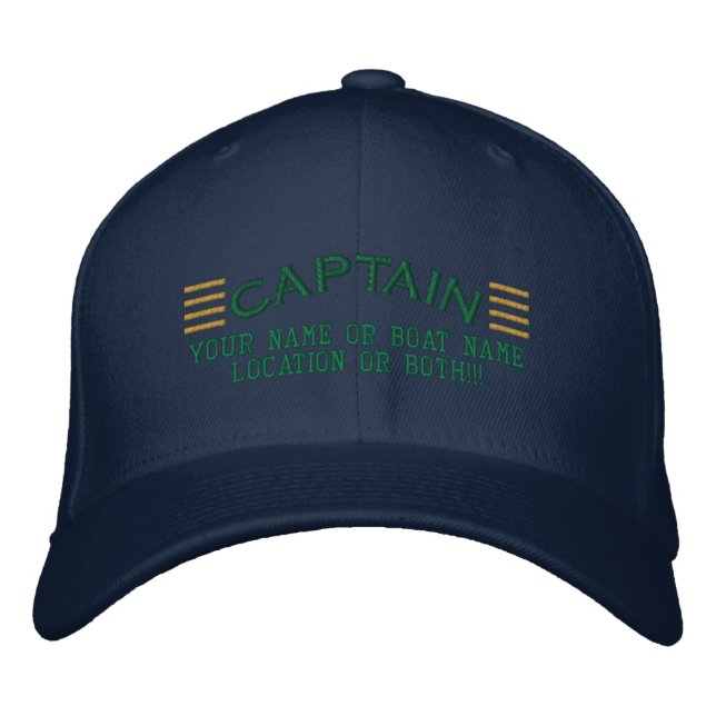 Casquette Brodée Le CAPITAINE barre personnalisable vos gens du (Devant)