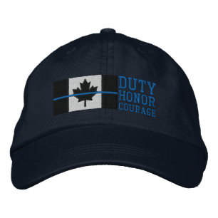 Casquette Brodée Ligne Bleue mince sur le drapeau canadien