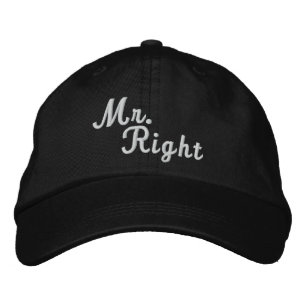 Casquette Brodée M. Droite Scroll Texte Noir Et Blanc