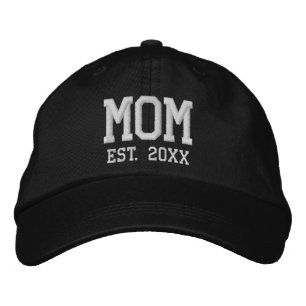Casquette Brodée Maman Date établie blanc personnalisé texte athlét
