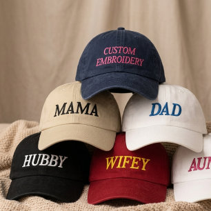 Casquette Brodée Maman et Papa Écriture personnalisée pour une ép