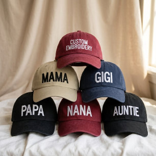 Casquette Brodée Maman moderne Tante Gigi Papa Grand-mère Script pe