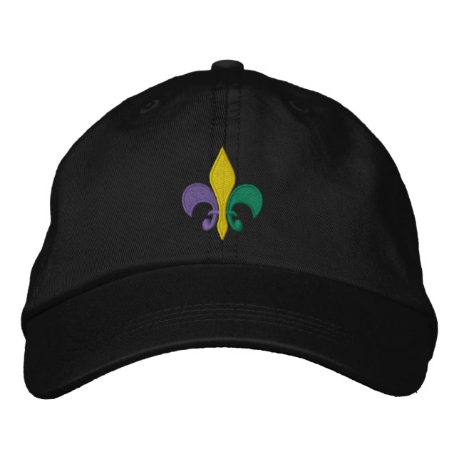 Casquette Brodée Mardi Gras ~ Fleur De Lis (Devant)