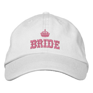 Casquette Brodée Mariée rose avec couronne