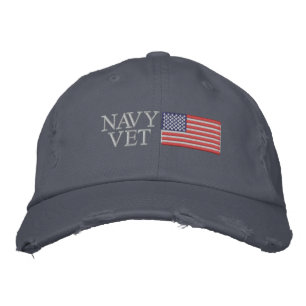 Casquette Brodée Marine Vet avec drapeau américain