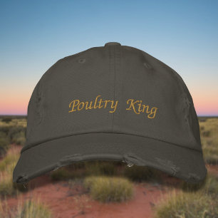 Casquette Brodée Marquage Poultry King en marron poulet