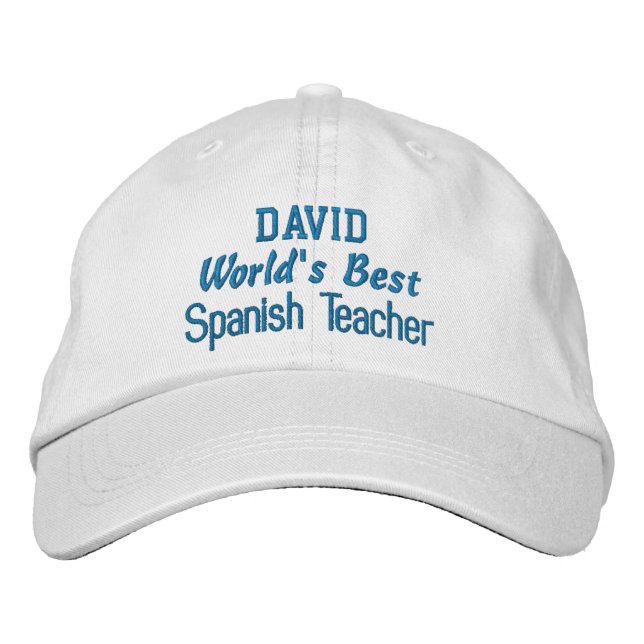 Casquette Brodée Meilleur ENSEIGNANT ESPAGNOL au monde Nom personna (Devant)
