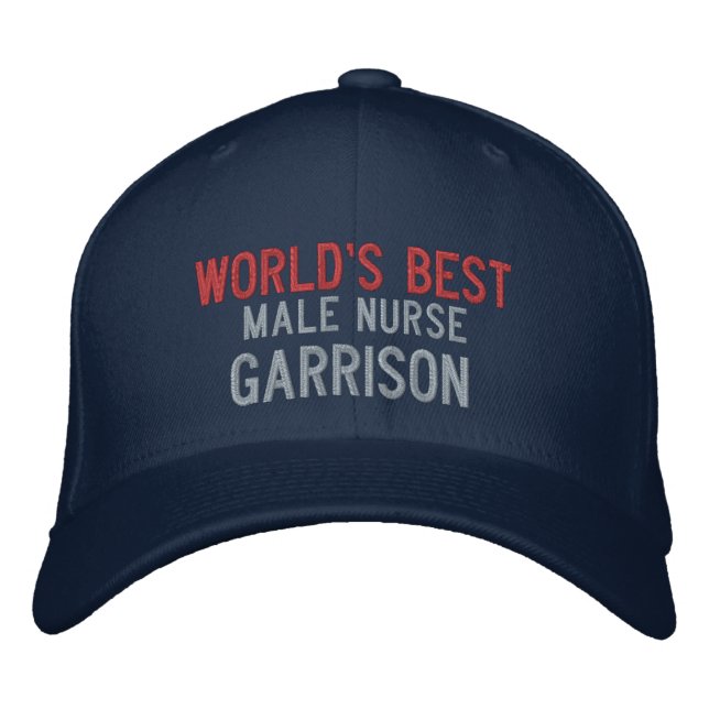 Casquette Brodée Meilleure infirmière masculine du monde rouge et b (Devant)