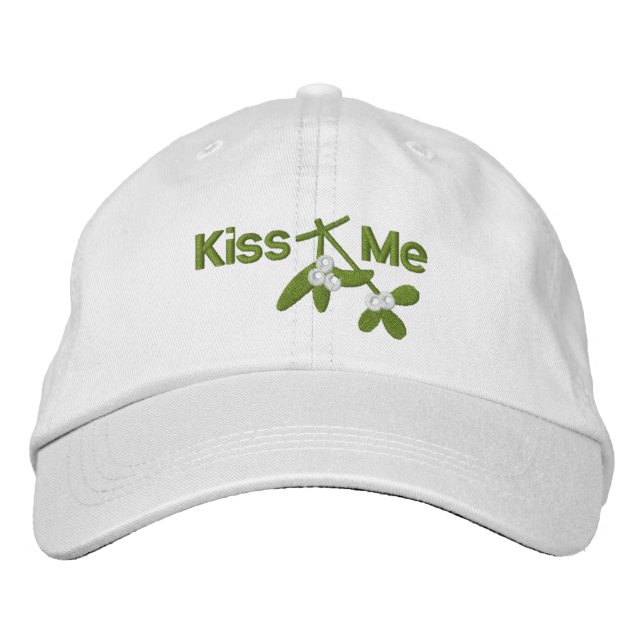 Casquette Brodée Mistletoe de Noël Embrasse-moi (Devant)
