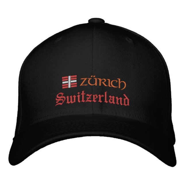 Casquette Brodée Mode Zürich & Suisse / Drapeau Suisse Patriotes (Devant)