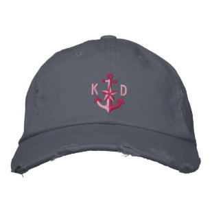 Casquette Brodée Monogramme d'Ancre rose étoile personnalisée