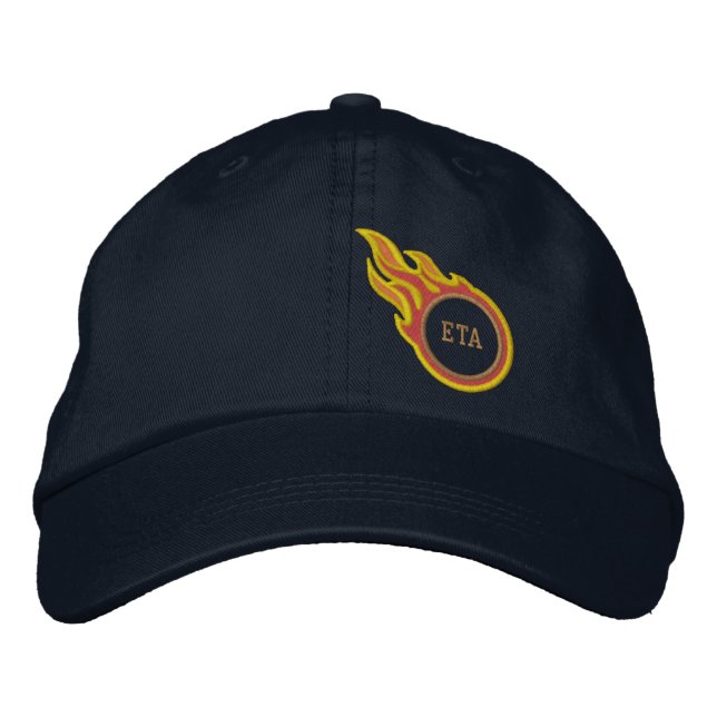 Casquette Brodée Monogramme de balle Flames de course personnalisée (Devant)