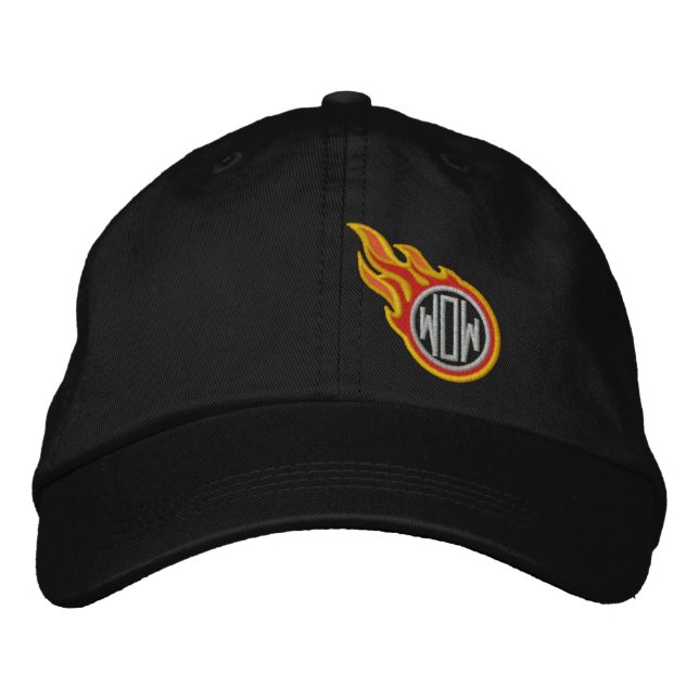 Casquette Brodée Monogramme de balle Flames de course personnalisée (Devant)