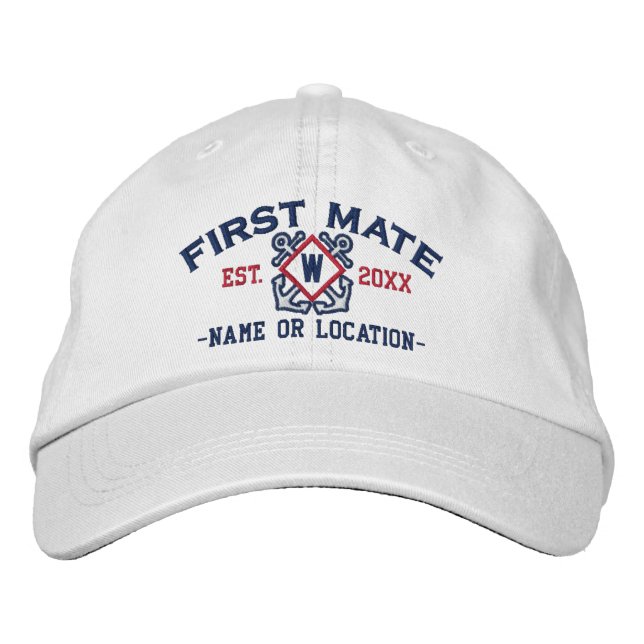 Casquette Brodée Monogramme nautique personnalisé de premier (Devant)