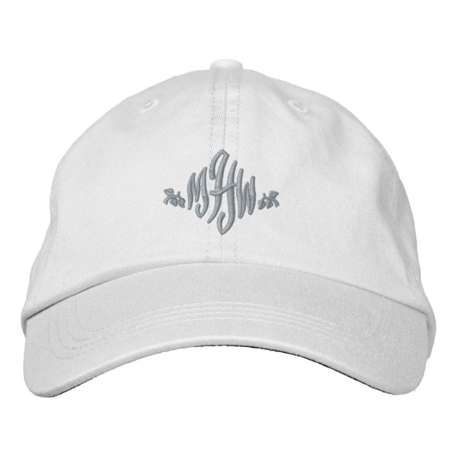 Casquette Brodée Monogramme Personnalisé rose blanc élégant (Devant)