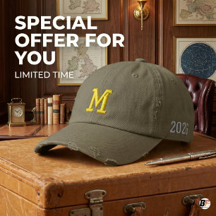 Casquette Brodée Monogramme Vétéran de l'Université M Promotion 202