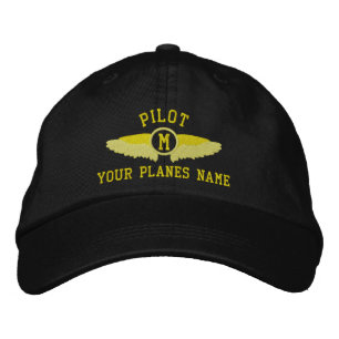 Casquette Brodée Nom personnalisé du pilote et monogramme
