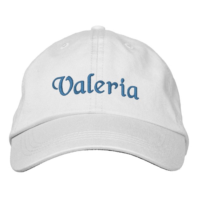 Casquette Brodée Nom personnalisé féminin blanc et bleu (Devant)