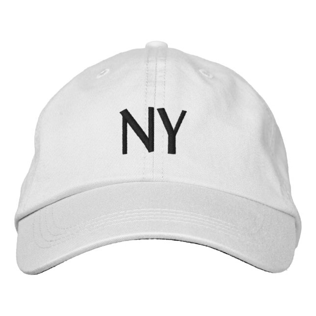 Casquette Brodée NY ou do-it-yourself Initiales Simple Noir et Blan (Devant)