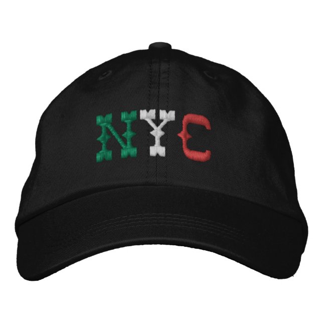 Casquette Brodée NYC Italie Drapeau Vieux Classic Vert Blanc Rouge  (Devant)