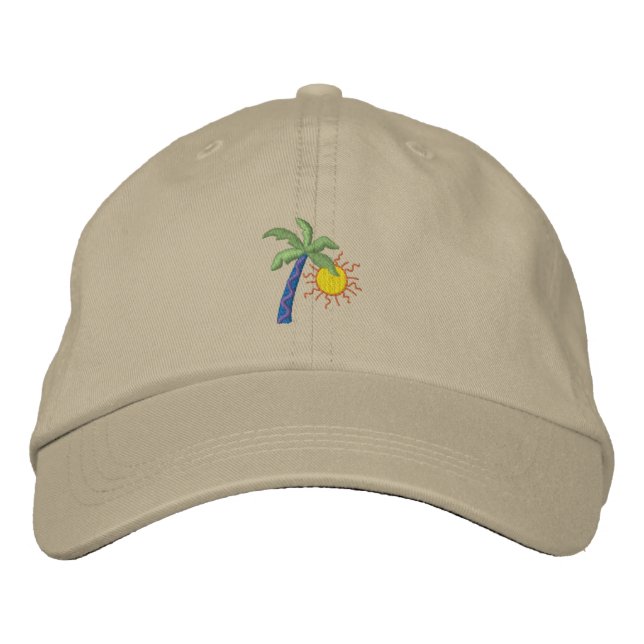 Casquette Brodée Palme avec soleil (Devant)