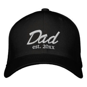 Casquette Brodée Papa Date d'établissement blanc noir script person