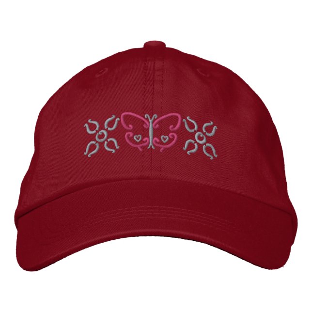 Casquette Brodée Papillon Et Fleurs (Devant)