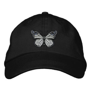 Casquette Brodée Papillon Monarque noir et blanc