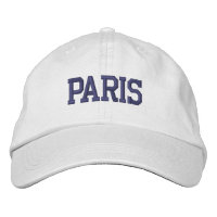 PARIS Broderie Bleu foncé sur Blanc