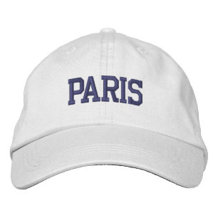 Casquette Brodée PARIS Broderie Bleu foncé sur Blanc