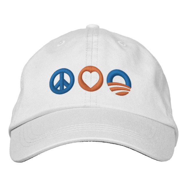 Casquette Brodée Peace Love Obama (Devant)