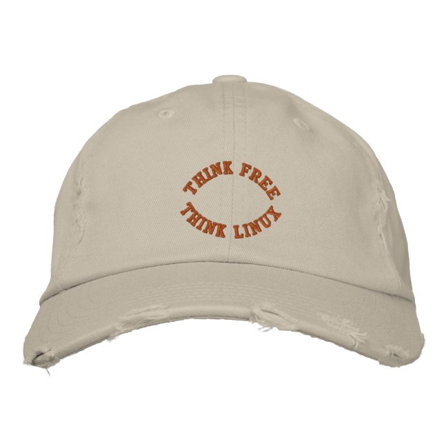 Casquette Brodée Pensez libre, pensez Linux (Devant)