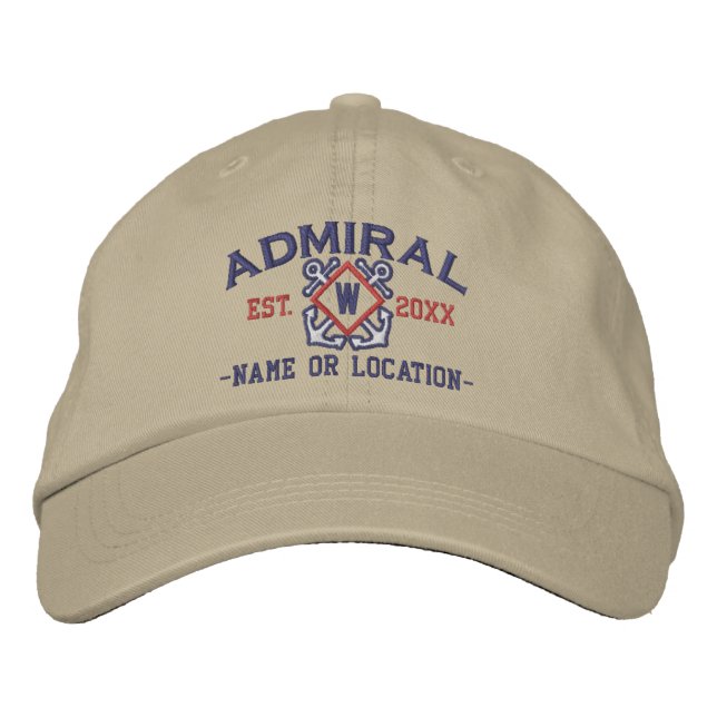 Casquette Brodée Personalized Admiral Nautical Monogram & more (Devant)